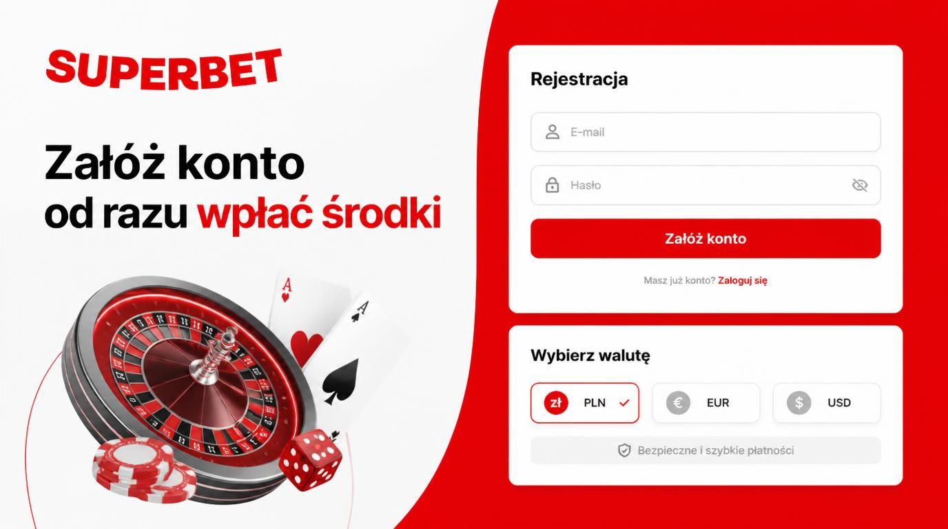 Formularz rejestracji konta z przyciskiem „Załóż konto” i opcją szybkiej wpłaty